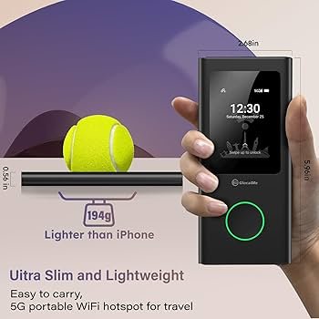 GlocalMe Numen Air 5G Mobile Hotspot, Portable WiFi Hotspot for Travel in 200+ Countries, Ultra High Speed Hotspot Device with Global 1.1GB Data, No SIM Card Required, 16 Connected Devices