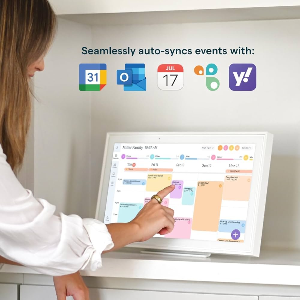 Digital Calendar, 15.6inch Smart WiFi Digital Calendar&Chore Chart, 1920 * 1080 IPS Touch Screen HD Display for Family Schedules, Wall-Mounted, Share Moments Instantly from Anywhere